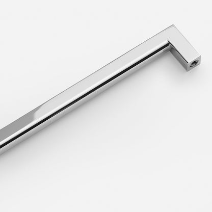 Close-up angled view of Edgecliff Pull showcasing its long rectangular bar and squared ends on a white background