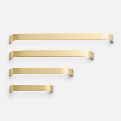 Front view of four Cascade Pull cabinet handles showcasing graduated lengths on a light gray background