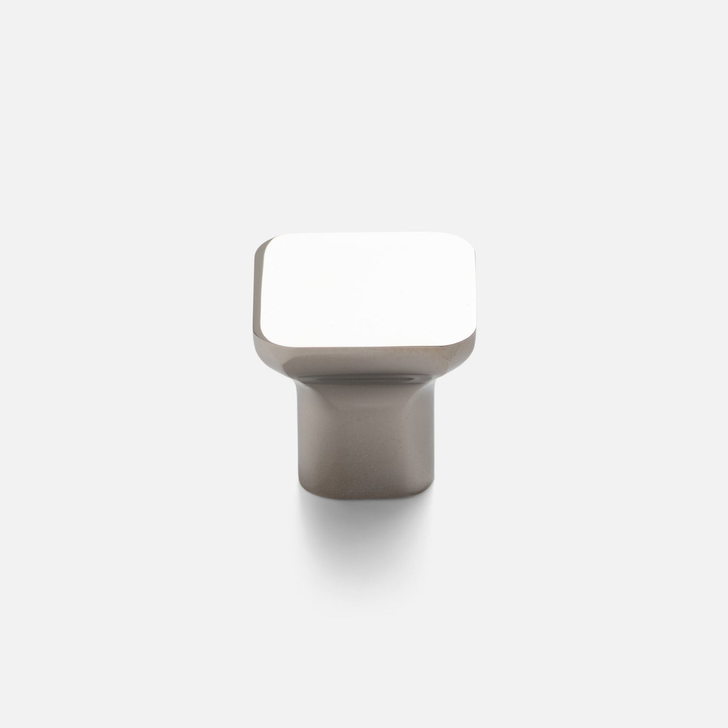 Front view of Cascade knob showcasing a rounded square face and sloping silhouette on a white background