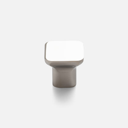 Front view of Cascade knob showcasing a rounded square face and sloping silhouette on a white background