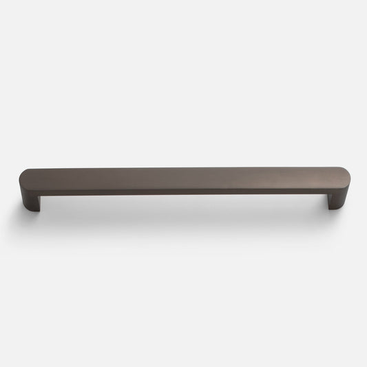 Front view of Cove Appliance Pull showcasing rounded outside edge in oil rubbed bronze on a white background