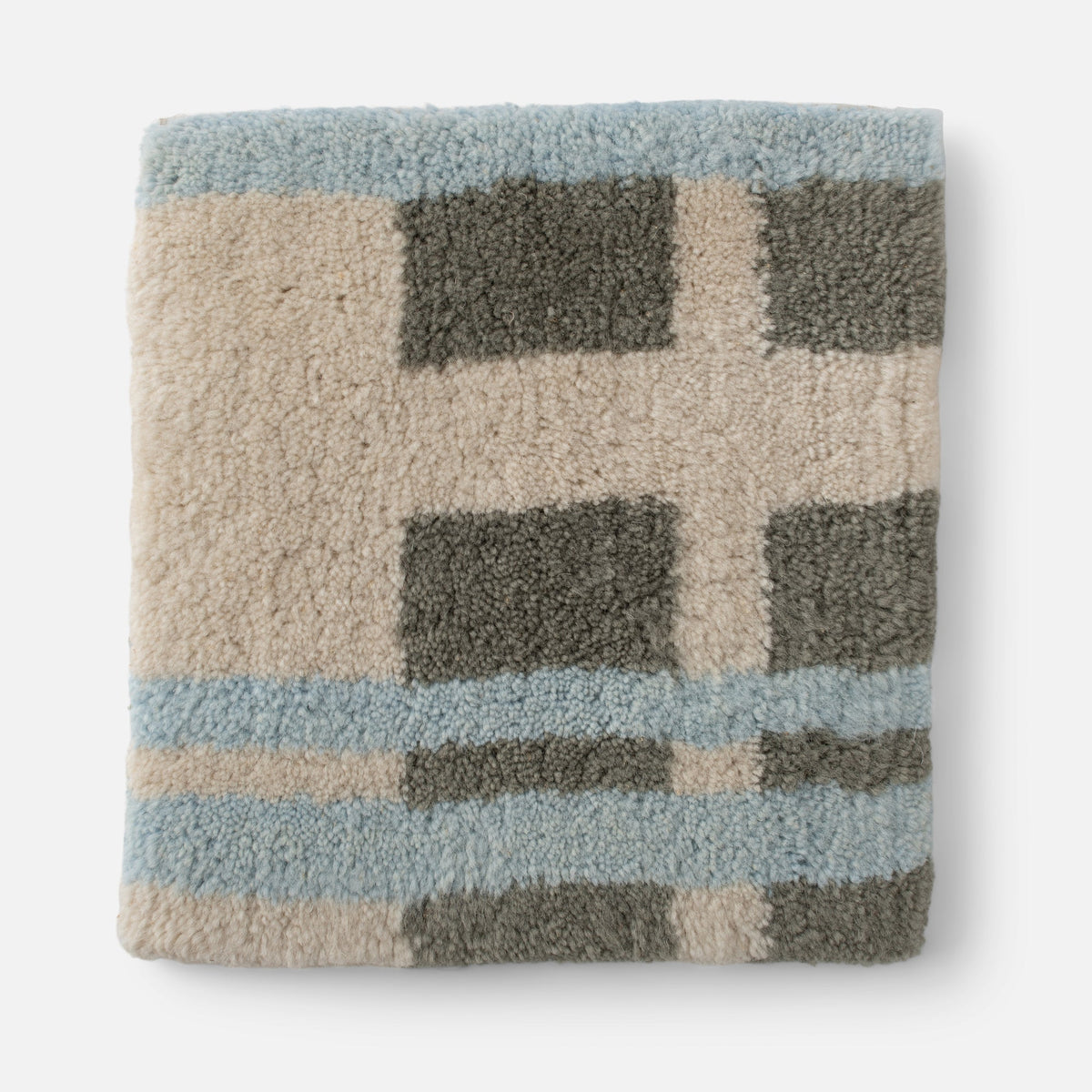 Sky wool and cotton geometric rug swatch