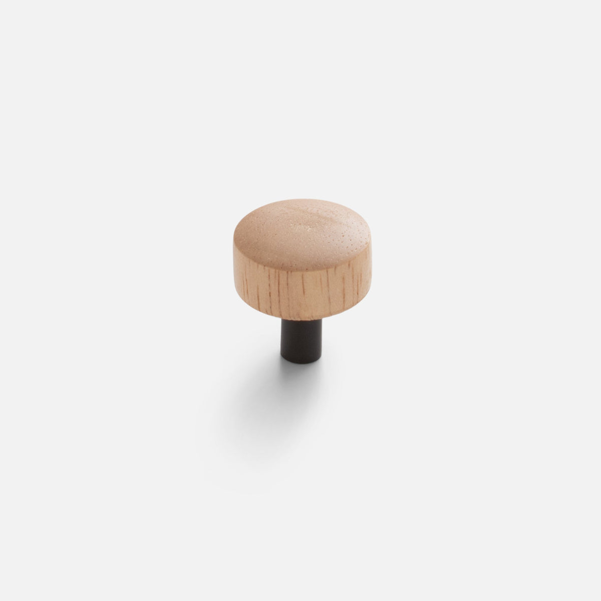Front view of James Knob showcasing its wood-meets-metal design with a white background