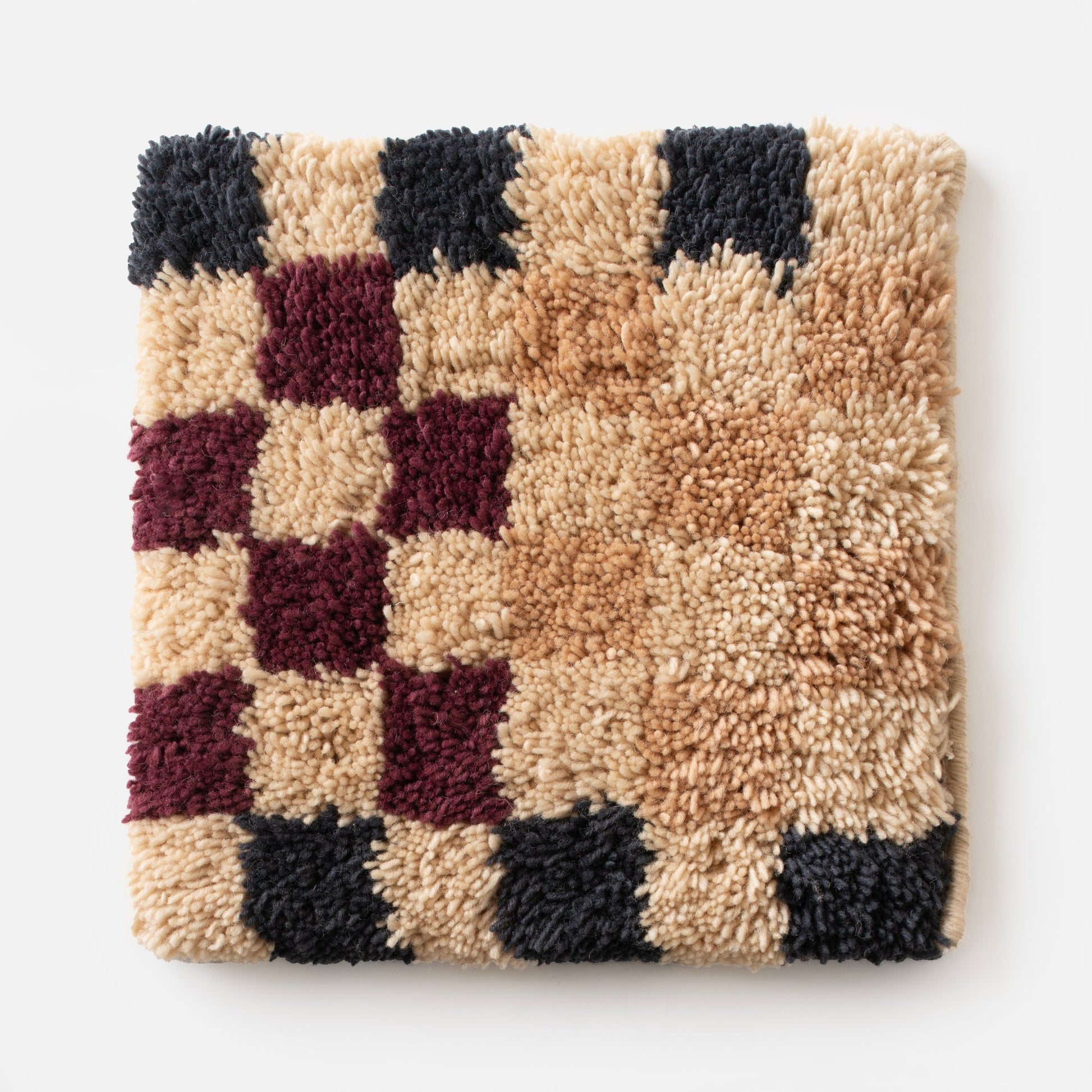 Butterscotch checkered wool shag swatch